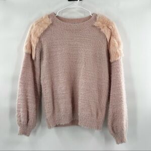static pink long sleeve sweater blouse top size
